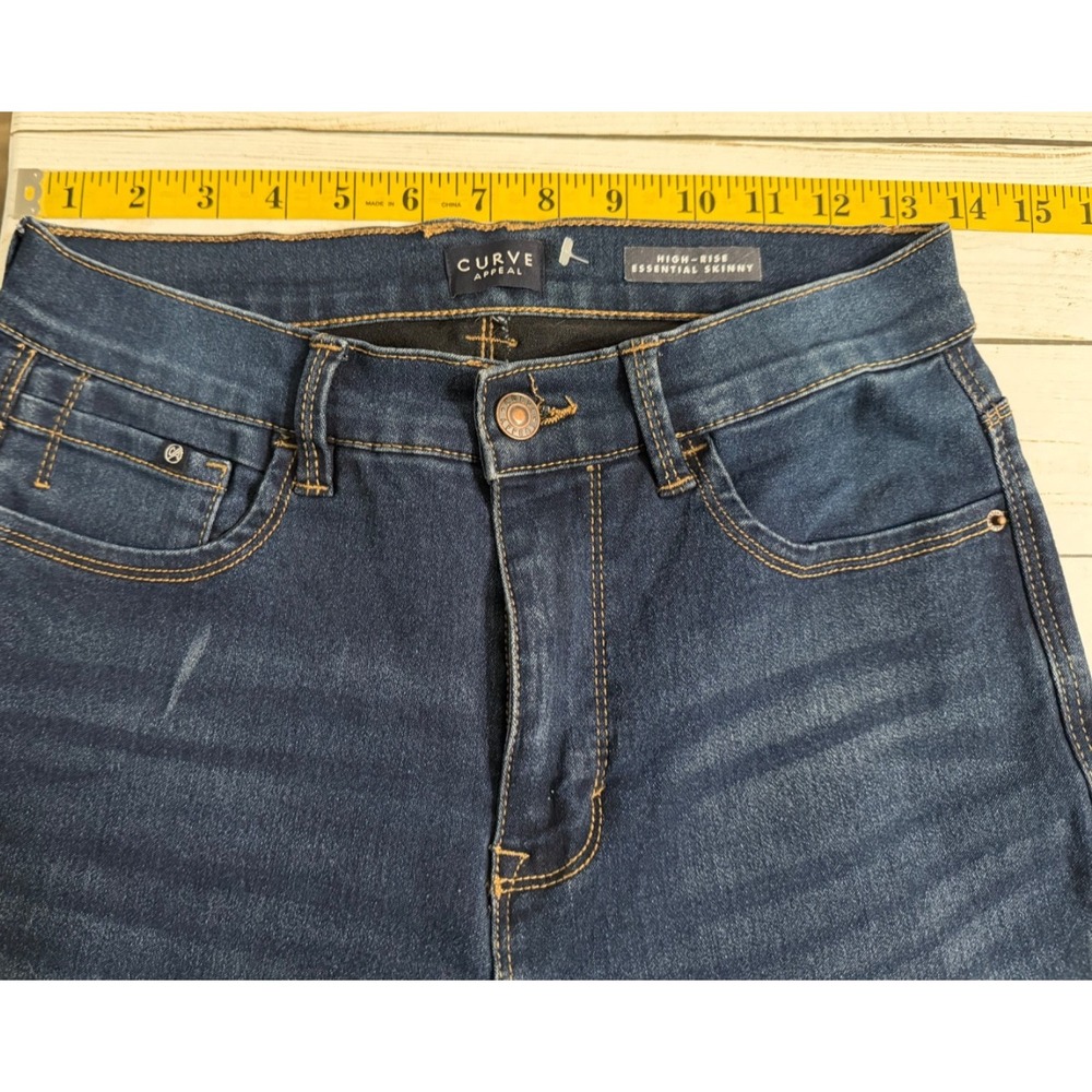 Curve Appeal Essential Skinny Jeans Womens 4/27 High Rise Stretch Dark Wash - Picture 4 of 8